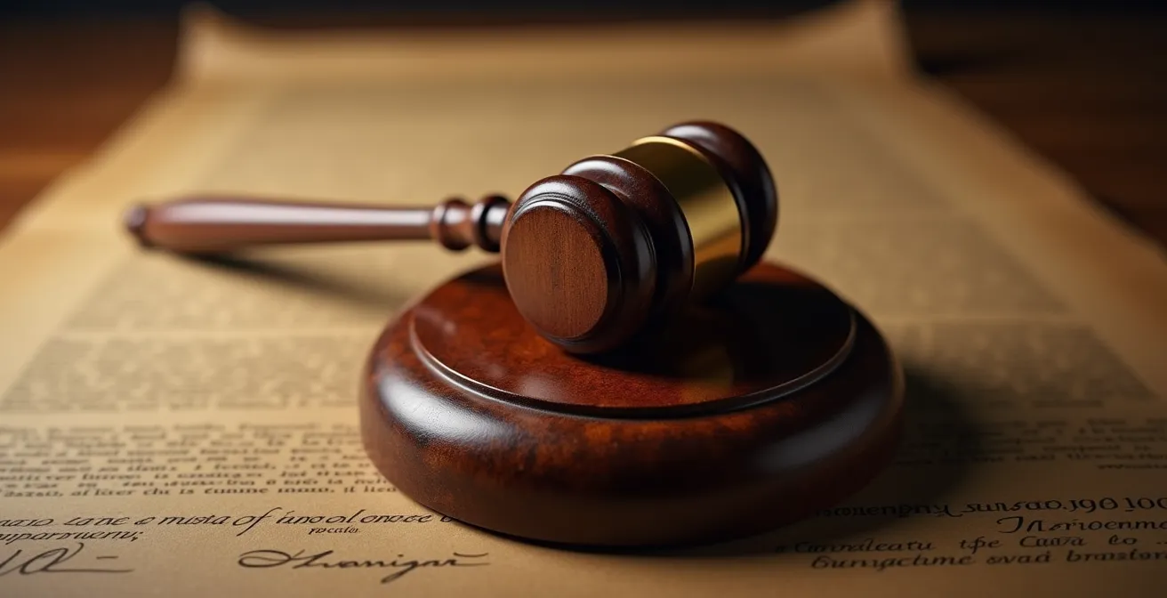 Illustration symbolique d'une ordonnance judiciaire et du pouvoir de l'administrateur provisoire