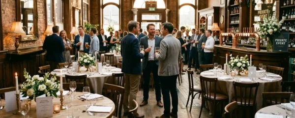 Salle de restaurant privatisée pour un événement professionnel à Annecy, tables dressées pour un groupe d'entreprise